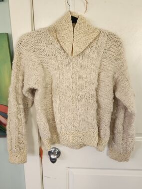 Cozy Chunky Shawl-Collar Women’s Sweater in Cream